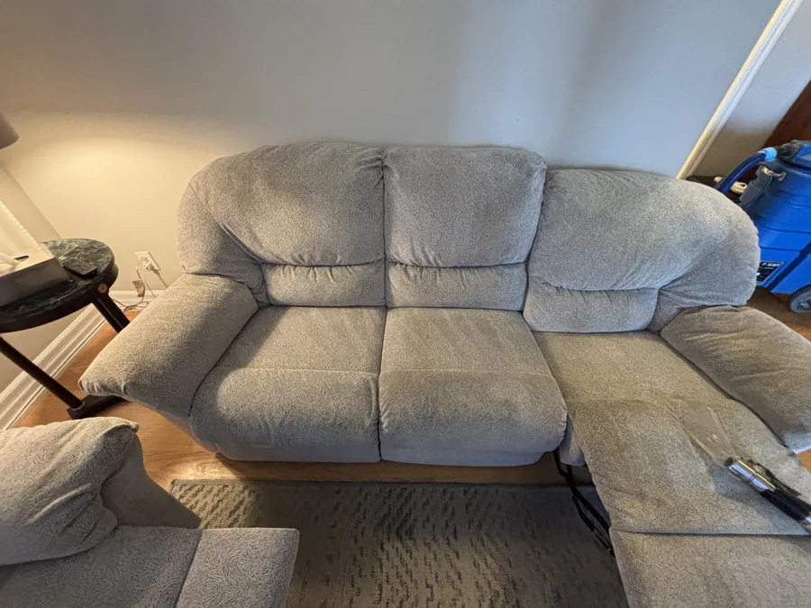 Fabric sofa after professional upholstery steam cleaning in Toronto