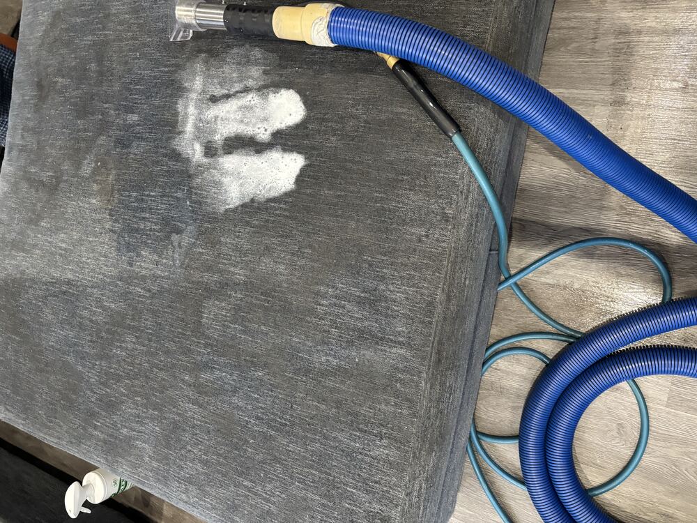Clean gray sectional sofa after upholstery cleaning